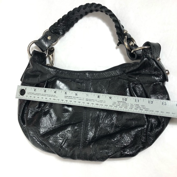 Francesco Biasia Genuine Leather Metallic Black Shoulder Bag - Picture 6 of 10